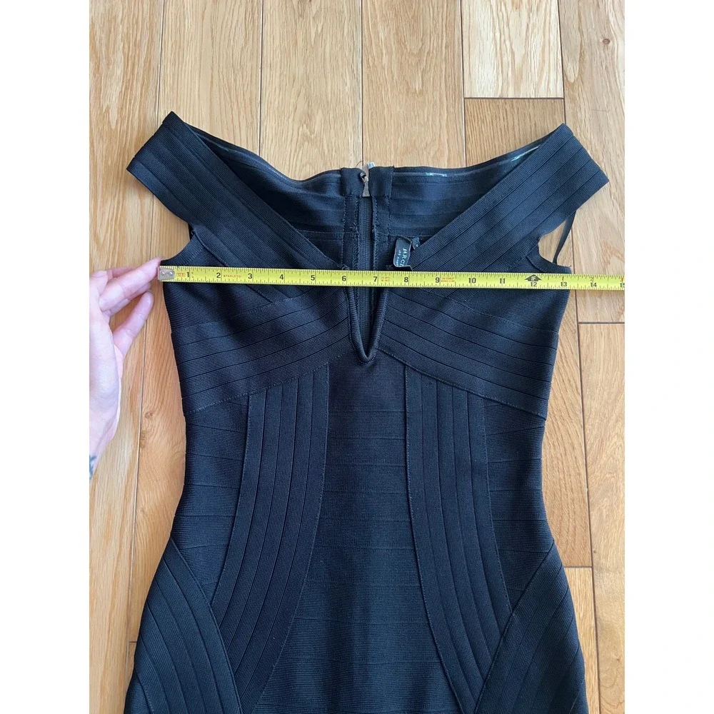 Marciano Kandice Off Shoulder Bandage Bodycon Black Dress Deep V Sz XS
